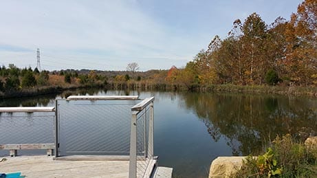 An overlook on a pond