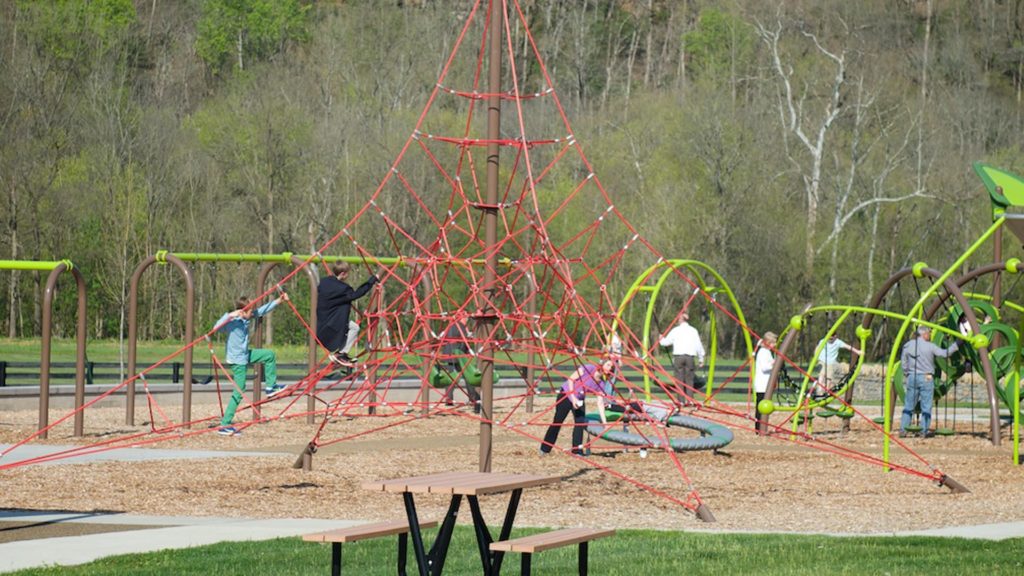 Children play on a playground