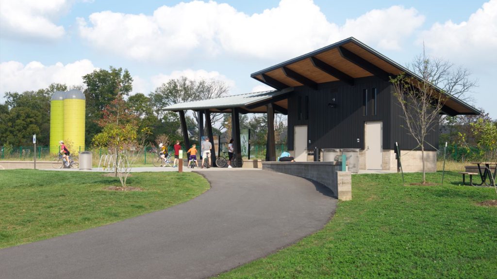 A rest area for walkers and bikers
