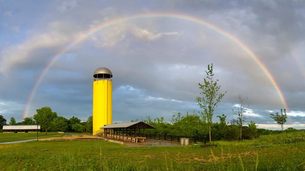 Rainbow over Brown Forman Silo Center